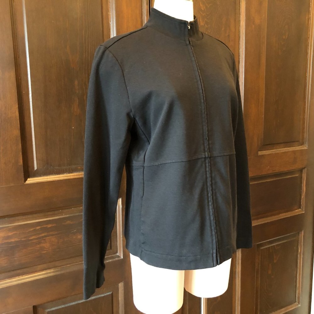 Talbots Full Zip Jacket Basic Solid Black Stretch… - image 2